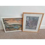 FRAMED OIL PAINTING AND PASTEL DEPICTING WOODLANDS, BOTH UNSIGNED,