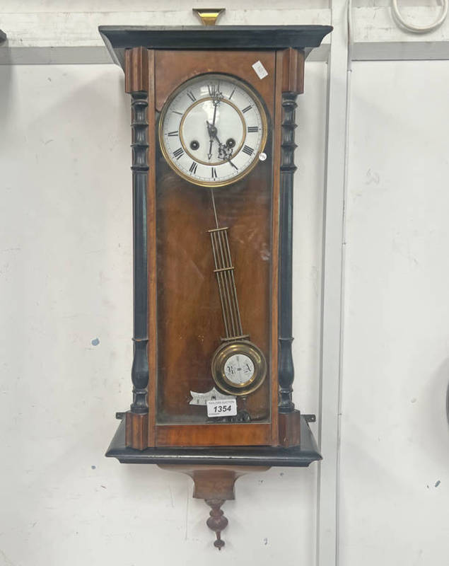 WALL CLOCK WITH PENDULUM WOOD & GLASS CASE,