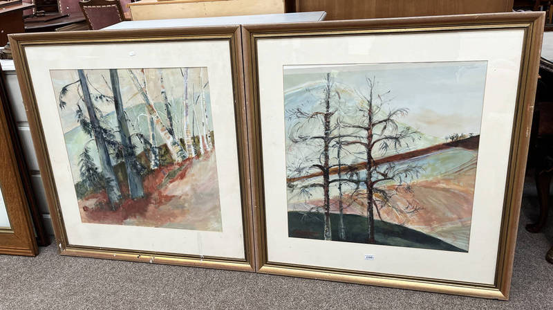 S TRISTAM LANDSCAPES SIGNED PAIR OF GILT FRAMED WATERCOLOURS 71 X 69 CM