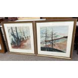 S TRISTAM LANDSCAPES SIGNED PAIR OF GILT FRAMED WATERCOLOURS 71 X 69 CM