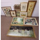 SELECTION OF WATERCOLOUR, PRINTS, ETC TO INCLUDE; BOWIE 1931, RURAL SCENE, SIGNED, WATERCOLOUR,