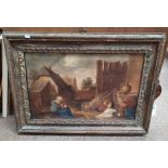 18TH/19TH CENTURY FLEMISH SCHOOL, LADY AND CAT IN STREET, UNSIGNED, G.