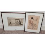 2 FRAMED JAPANESE WOODBLOCK PRINTS - LARGEST 22 CM X 36 CM Condition Report:
