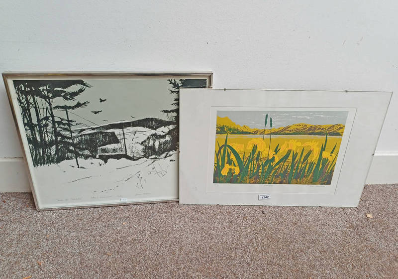 FRAMED LITHOGRAPH & SCREENPRINT, SNOW AT BLACK TOP, SIGNED IN PENCIL JOAN WILSON 37 X 50 CM,