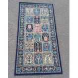 BLUE GROUND FINE WOVEN WOVEN IRANIAN RUNNER WITH ALL OVER PERSIAN PANEL DESIGN 160 X 85CM