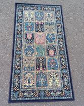 BLUE GROUND FINE WOVEN WOVEN IRANIAN RUNNER WITH ALL OVER PERSIAN PANEL DESIGN 160 X 85CM