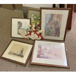 SELECTION OF PRINTS, ETCHINGS ETC TO INCLUDE; ROBERT FARREN, PLOUGHING A FIELD, SIGNED,
