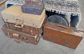 3 LEATHER SUITCASES,