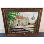 GILT FRAMED WATERCOLOUR OF A HOUSE IN ST ANDREWS, MONOGRAMMED J.T.L.