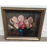 N DAVIS STILL LIFE OF FLOWERS IN BOWL SIGNED FRAMED OIL ON CANVAS 42 X 48 CM Condition