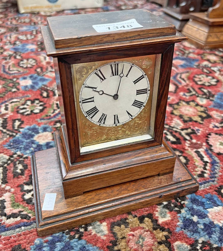 ROSEWOOD CASED MANTLE CLOCK WORKS SIGNED VAP BREVETE - 16 CM TALL