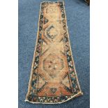 RED AND BLUE MIDDLE EASTERN RUNNER 71 X 266 CM