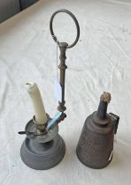 WELLS ENGINEERS LAMP NO 4 & A HANGING CANDLE STICK HOLDER -2-