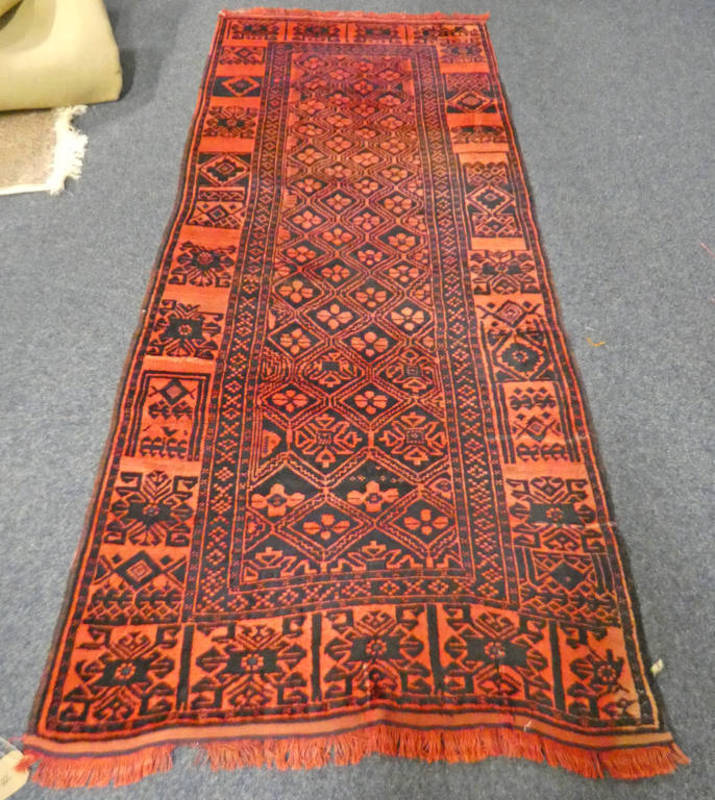 WASHED RED GROUND, IRANIAN NOMADIC RUNNER,