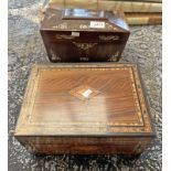 MOTHER OF PEARL INLAID MAHOGANY TEA CADDY & A PARQUETRY INLAID BOX -2-