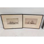 A GRIGOR, ON THE GAIRLOCH, & THE ANCHORAGE - GREENOCK, BOTH SIGNED IN PENCIL 2 FRAMED ETCHINGS,