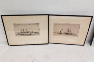 A GRIGOR, ON THE GAIRLOCH, & THE ANCHORAGE - GREENOCK, BOTH SIGNED IN PENCIL 2 FRAMED ETCHINGS,