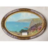 GILT FRAMED OIL PAINTING OF A COASTAL SCENE, UNSIGNED,