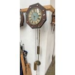 LATE 19TH CENTURY OCTAGONAL WALL CLOCK WITH WEIGHTS