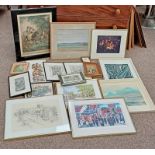 GOOD SELECTION OF WATERCOLOURS ETC TO INCLUDE; W MILES JOHNSTONE, COASTAL SCENE, SIGNED, FRAMED W.