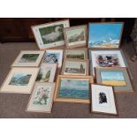 SELECTION OF FRAMED PICTURES INCLUDING WATERCOLOURS & OIL PAINTINGS, FINE ART SOCIETY POSTER,