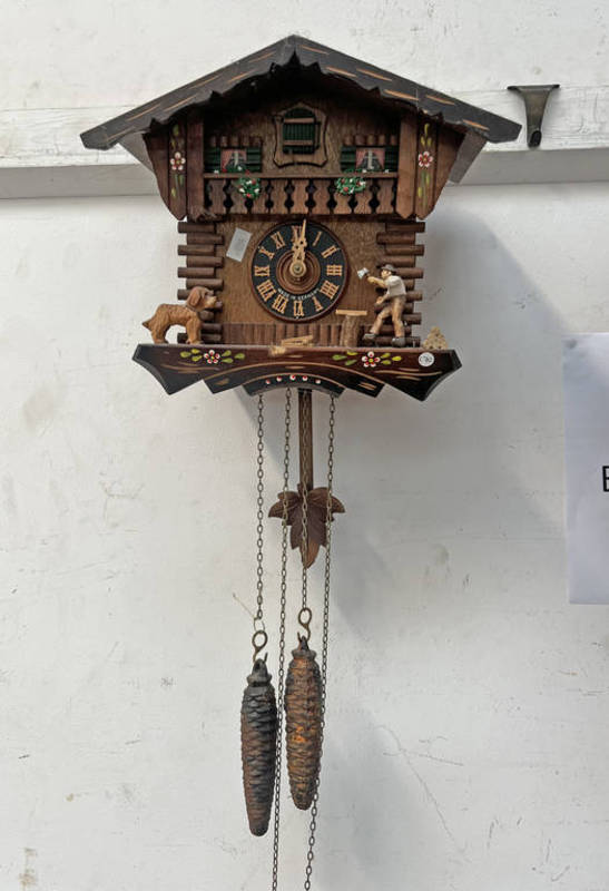 WOOD CHOPPER CUCKOO CLOCK MADE IN GERMANY,