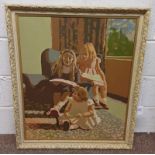 J SEMMENCE CHILDREN SITTING SIGNED,