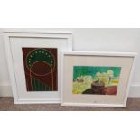 MARGARET PITT, 2 FRAMED SCREEN PRINTS, OF ABSTRACT SCENES, BOTH SIGNED IN PENCIL,
