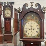 19TH CENTURY MAHOGANY GRANDFATHER CLOCK WITH PAINTED DIAL SIGNED JOHN TAYLOR,