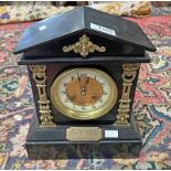 19TH CENTURY SLATE MARBLE CLOCK WITH GILT METAL MOUNTS,