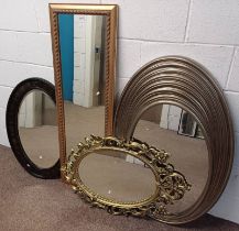 SELECTION OF VARIOUS STYLE MIRRORS,