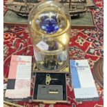 FRANKLIN MINT GEOGRAPHICAL SOCIETY MILLENNIUM CLOCK WITH MOON PHASE INDICATOR & GLASS DOME - 32 CM