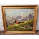 WAGNER SPRING IN THE ALPS SIGNED OIL ON BOARD 58 X 69 CM