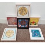 6 FRAMED MARGARET PITT OIL ON CANVAS OF VARIOUS ABSTRACT FIGURES & SCENES