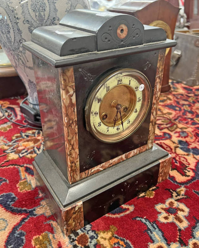 VICTORIAN SLATE & MARBLE MANTLE CLOCK,