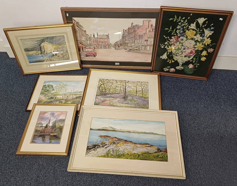 GOOD SELECTION OF WATERCOLOURS ETC TO INCLUDE; D.E.