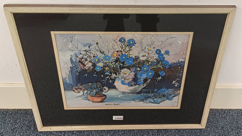 R HARDIE CONDIE 'MICHAELMAS DAISIES' SIGNED FRAMED WATERCOLOUR 30CM X 40 CM