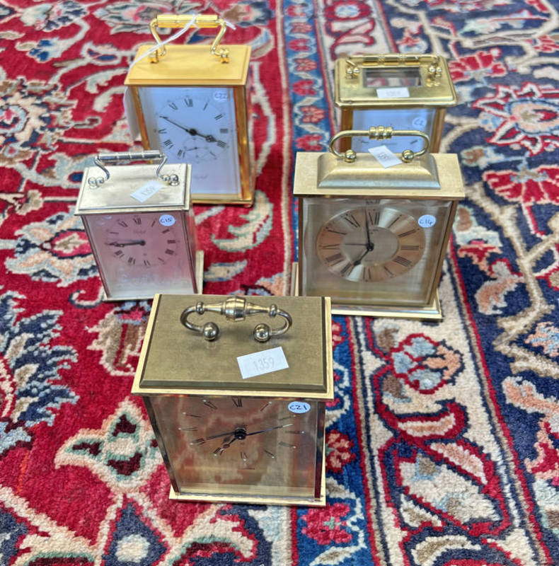 5 LATE 20TH CENTURY CARRIAGE CLOCKS INCLUDING IMHOF, BAYSARD ETC.