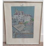 W J WATSON ABERDEEN ROOFTOPS SIGNED IN PENCIL FRAMED LIMITED EDITION SCREENPRINT 46 X 31 CM