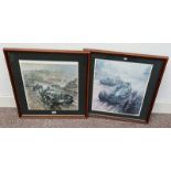 PAIR OF FRAMED LIMITED EDITION PRINTS OF RILEY MOTOR CARS AFTER F.W.