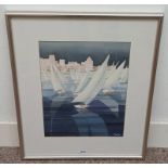 FRAMED WATERCOLOUR OF GROUP OF SAILING BOATS, SIGNED NADIA TO BOTTOM RIGHT, 41.5 X 31.