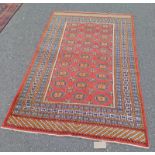 RED GROUND TURKMAN TRADITIONAL ALL OVER BAKARA DESIGN 150 X 235CM