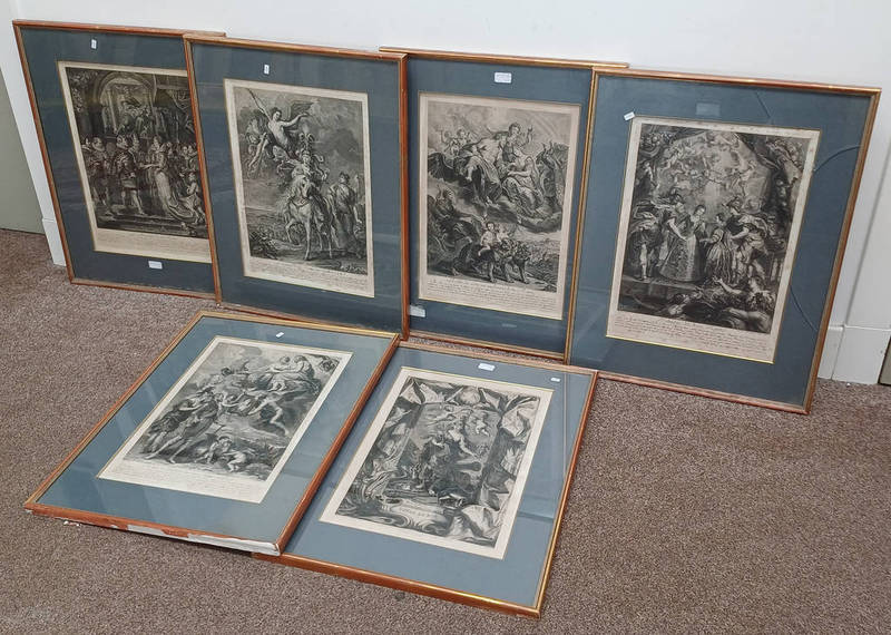 6 FRENCH 18TH / 19TH CENTURY ENGRAVINGS INC LE MARRIAGE DE LA REINE ETC 49CM X 36 CM