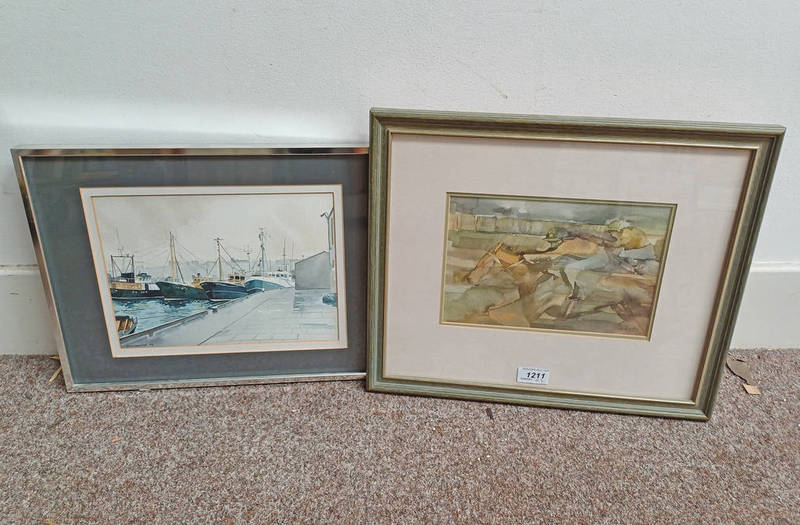 2 FRAMED WATERCOLOURS, 'HARBOUR SCENE', SIGNED RICHARDSON '88 WITH LABEL TO REVERSE,