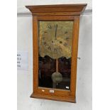 EARLY 20TH CENTURY OAK CASED WALL CLOCK WITH BRASS FACE,