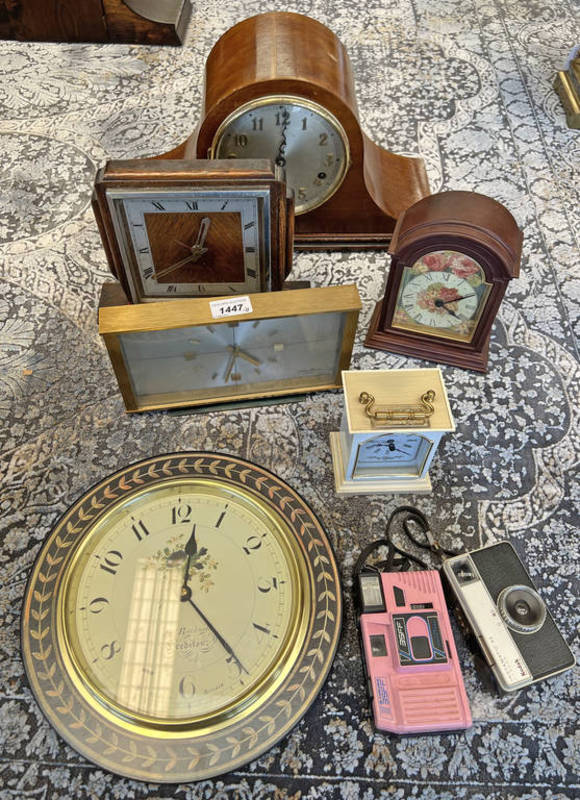 SETH THOMAS MANTLE CLOCK, 4 OTHER MANTLE CLOCKS,