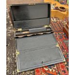 LATE 19TH OR EARLY 20TH CENTURY RIBBED EBONISED WRITING SLOPE WITH FITTED INTERIOR, 41.