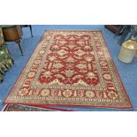 RED GROUND MIDDLE EASTERN STYLE CARPET 200 X 295 CM