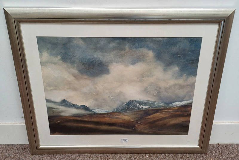 DONALD BUYERS - (ARR) 'HIGHLAND LANDSCAPE' SIGNED FRAMED WATERCOLOUR 50CM X 70 CM