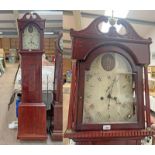 19TH CENTURY PAINTED CLOCK FACE & WORKS WITH LATER CASE